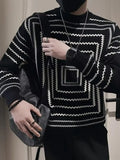 Plus Size Stretch Geometric Knitted Pullover - Southern Shores Clothing