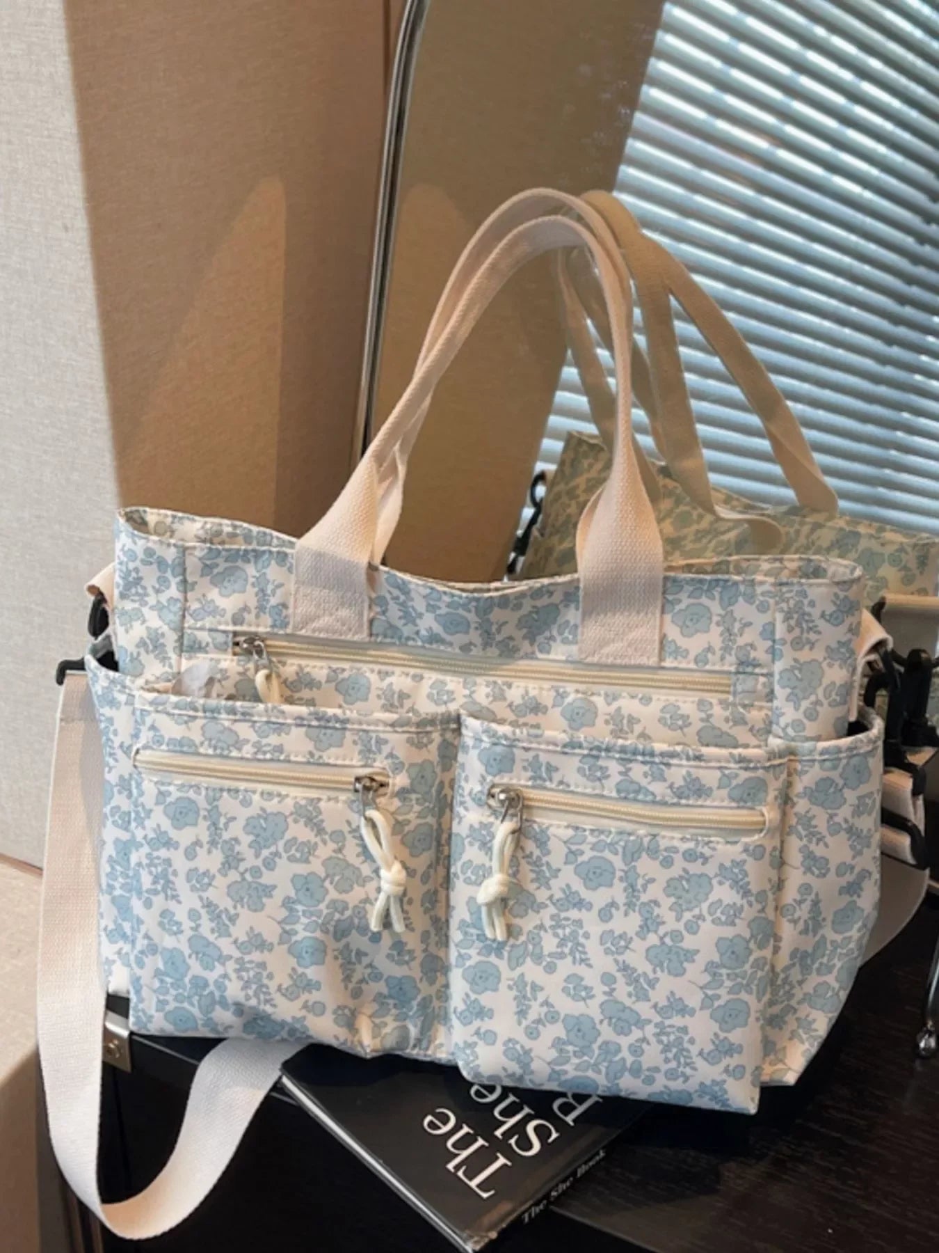 Floral Print Multi Pocket Crossbody Bag Casual - Southern Shores Clothing