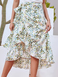 Printed Ruffled Midi Skirt With Flowing Silhouette - Southern Shores Clothing