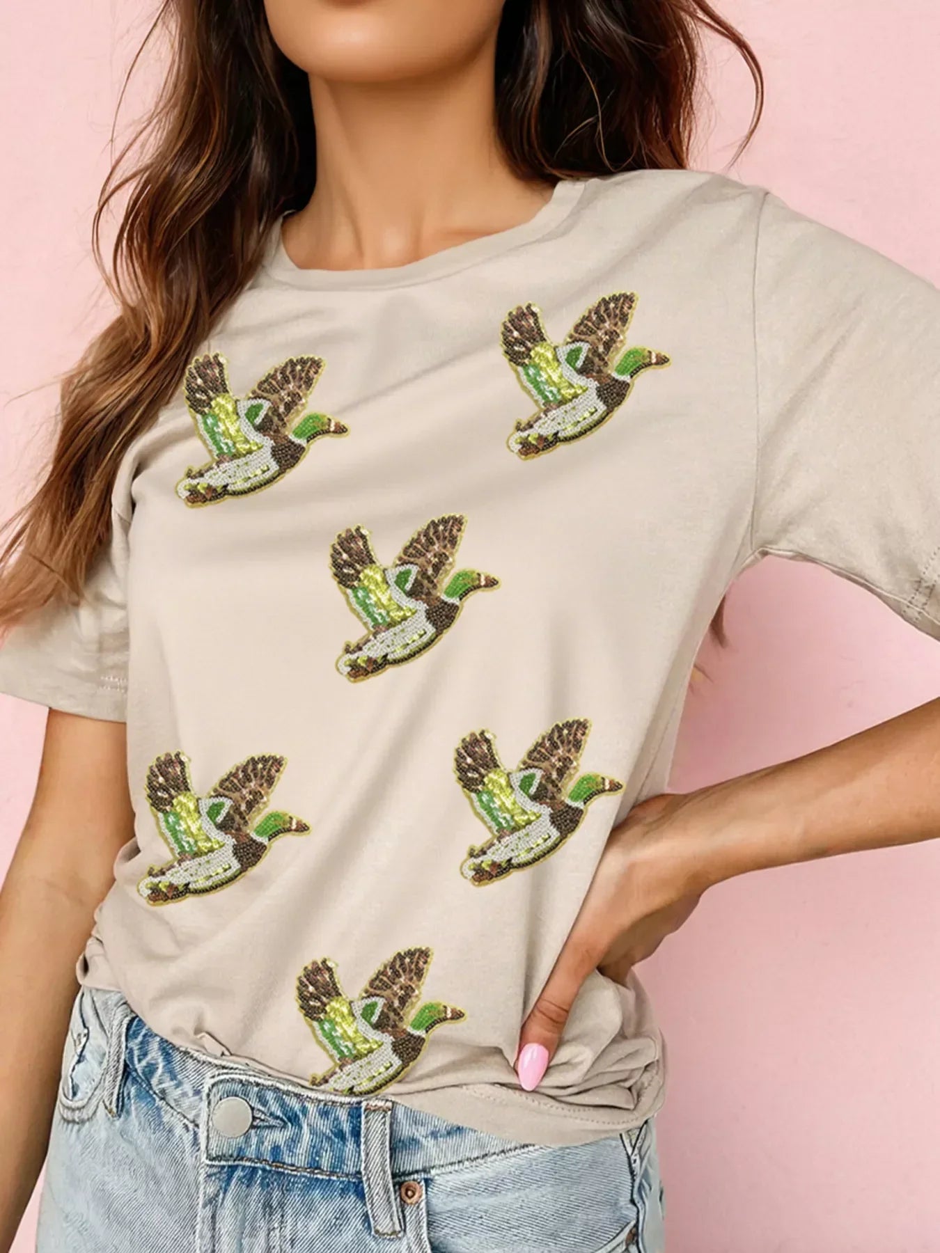 Flying Mallard Sequin Patched Short Sleeve Tee - Southern Shores Clothing