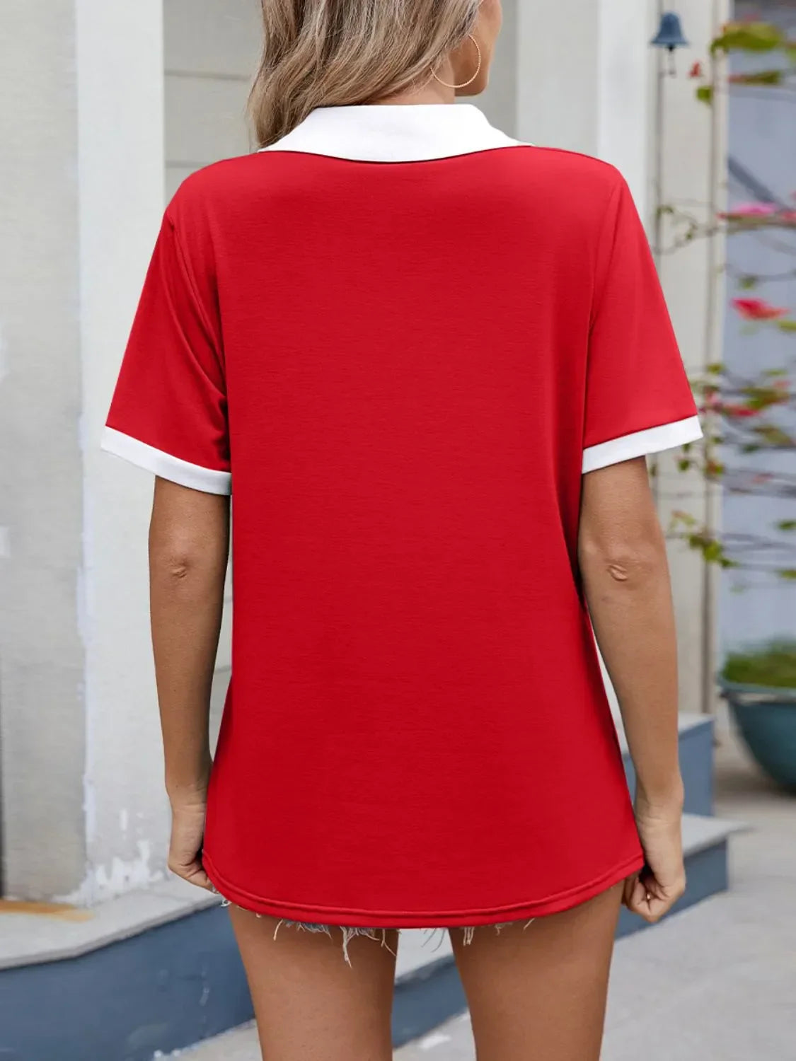 Contrast Trim Collar Short Sleeve Casual T-Shirt - Southern Shores Clothing
