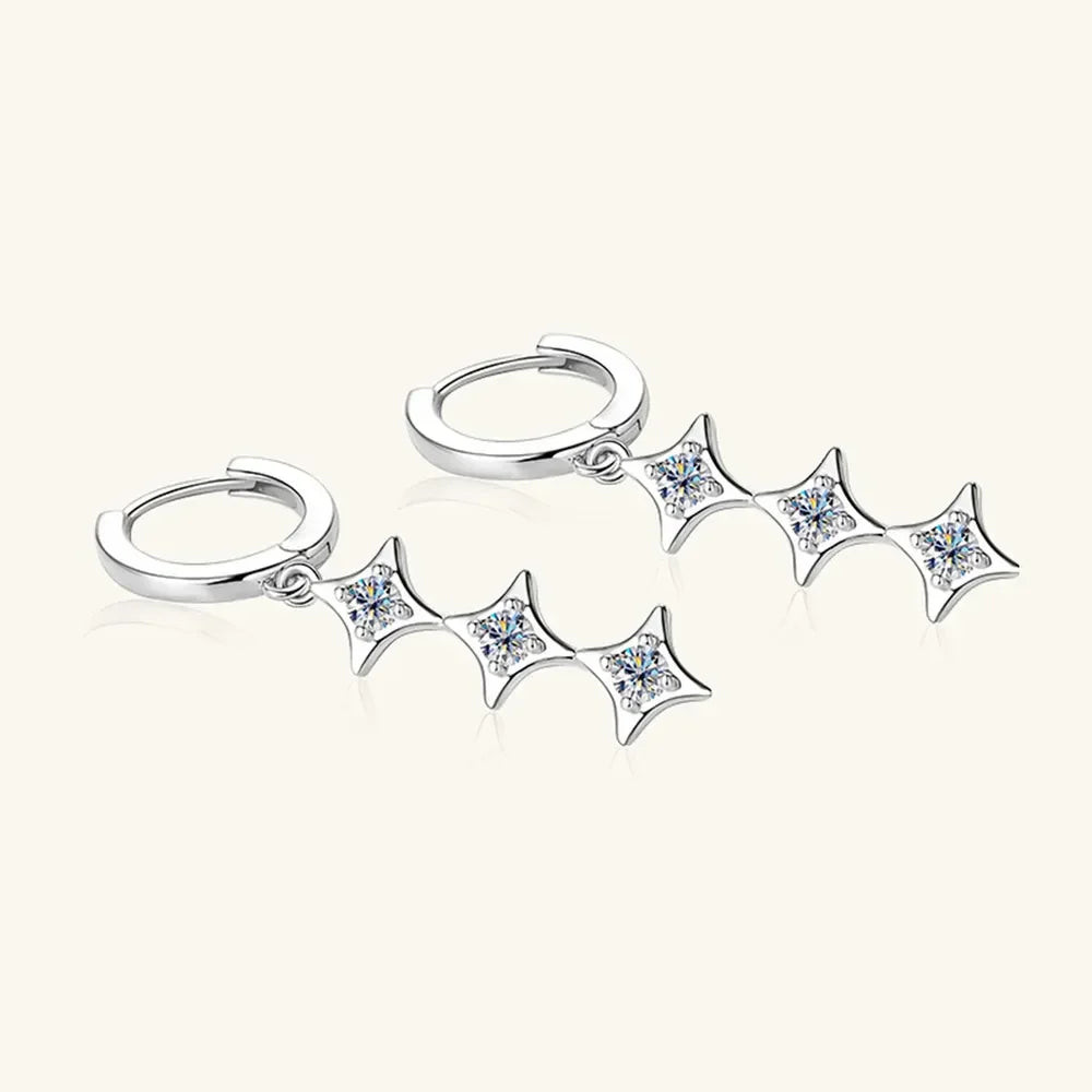 Geometric Moissanite Sterling Silver Earrings - Southern Shores Clothing