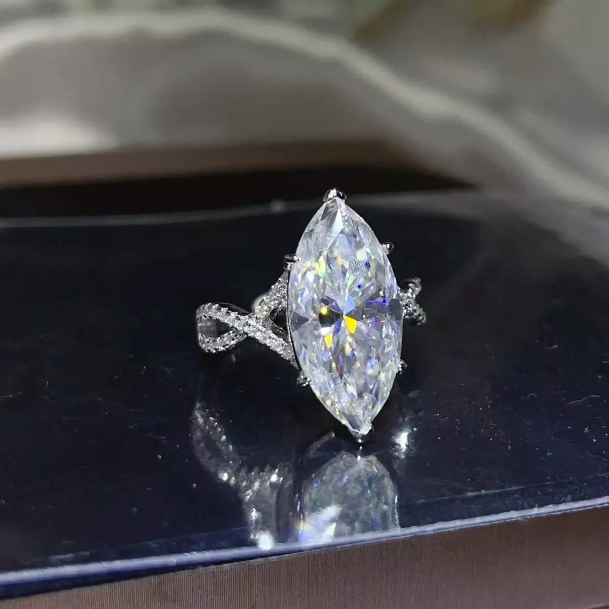 10 Carat Moissanite Ring In Platinum Plated Sterling Silver - Southern Shores Clothing