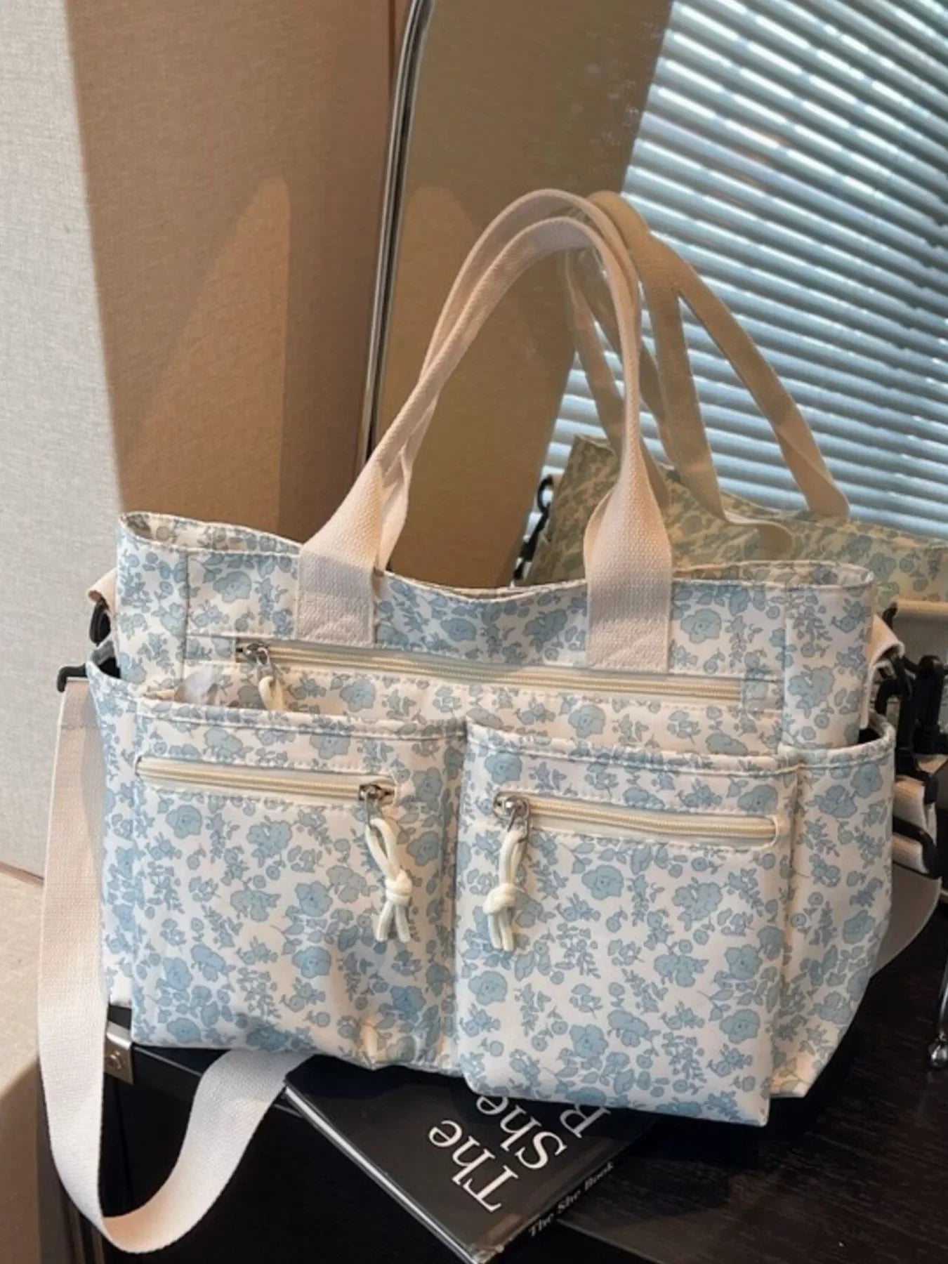 Floral Print Multi Pocket Crossbody Bag Casual - Southern Shores Clothing