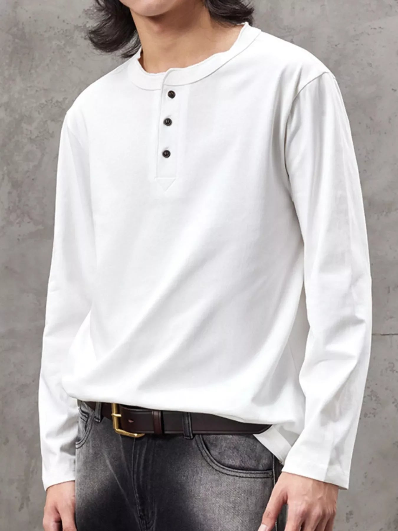 Plus Size Henley Long Sleeve Tee Casual Wear - Southern Shores Clothing