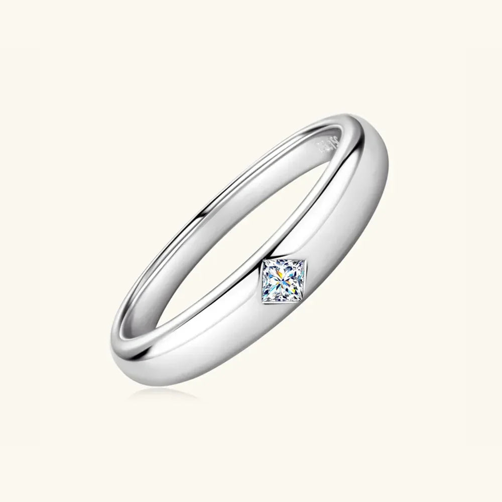 Sterling Silver Inlaid Moissanite Ring With 18K Gold Plating - Southern Shores Clothing
