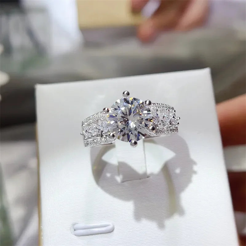 3 Carat Platinum-Plated Sterling Silver Moissanite Ring - Southern Shores Clothing