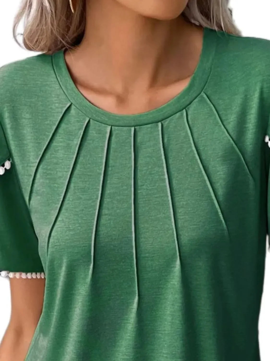 Round Neck Petal Sleeve Blouse Plus Size - Southern Shores Clothing