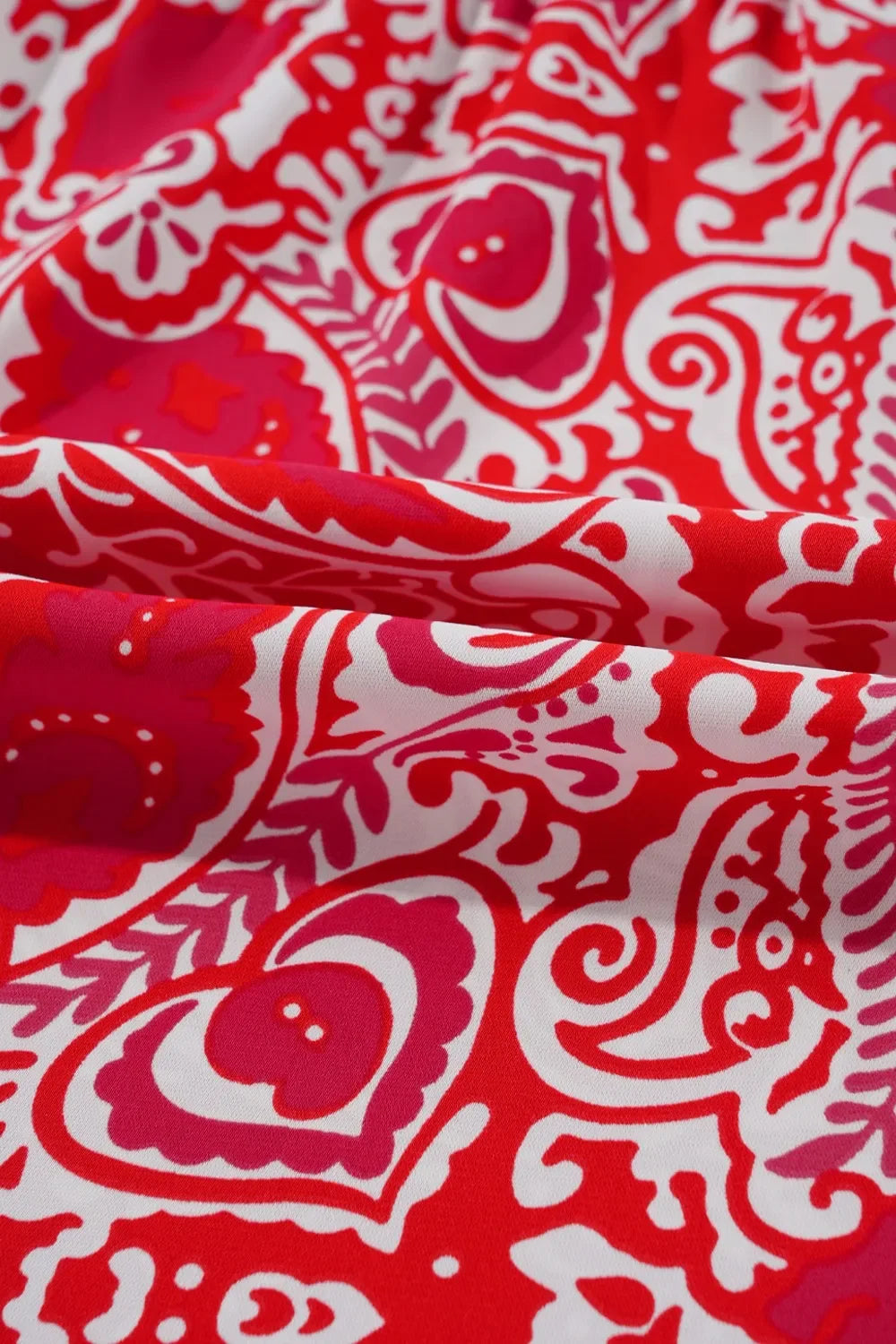 Paisley Print Side Slit High Waist Maxi Dress With Puff Sleeves - Southern Shores Clothing