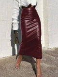 Lightweight Slit Back Leather Skirt For Summer Wear - Southern Shores Clothing