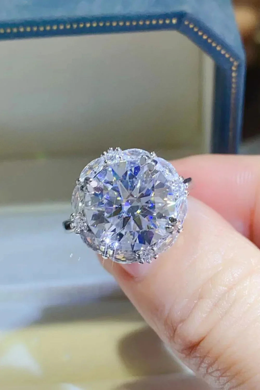 5 Carat Moissanite Sterling Silver Ring With Zircon Accents - Southern Shores Clothing