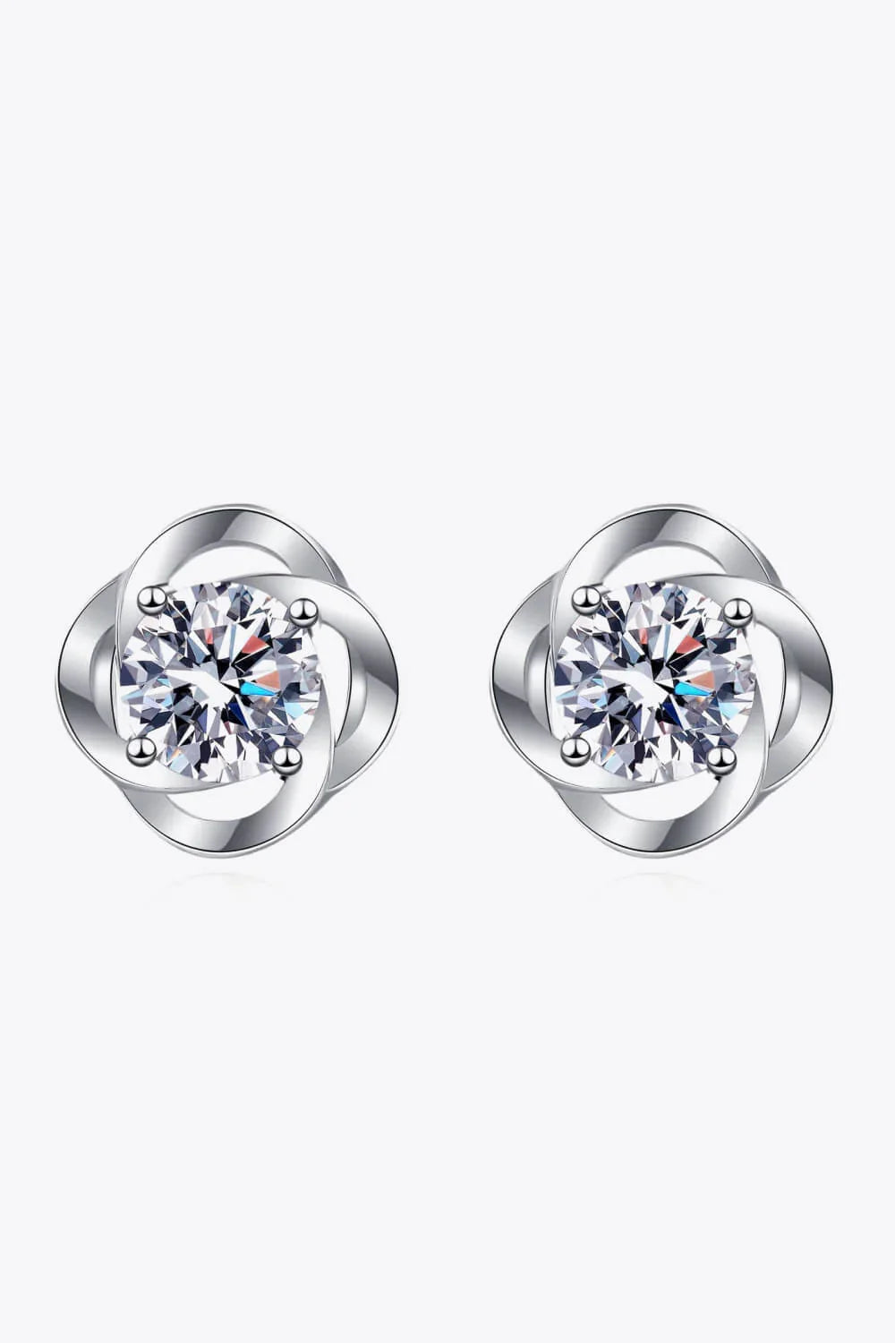 Moissanite Stud Earrings Rhodium Plated Sterling Silver - Southern Shores Clothing