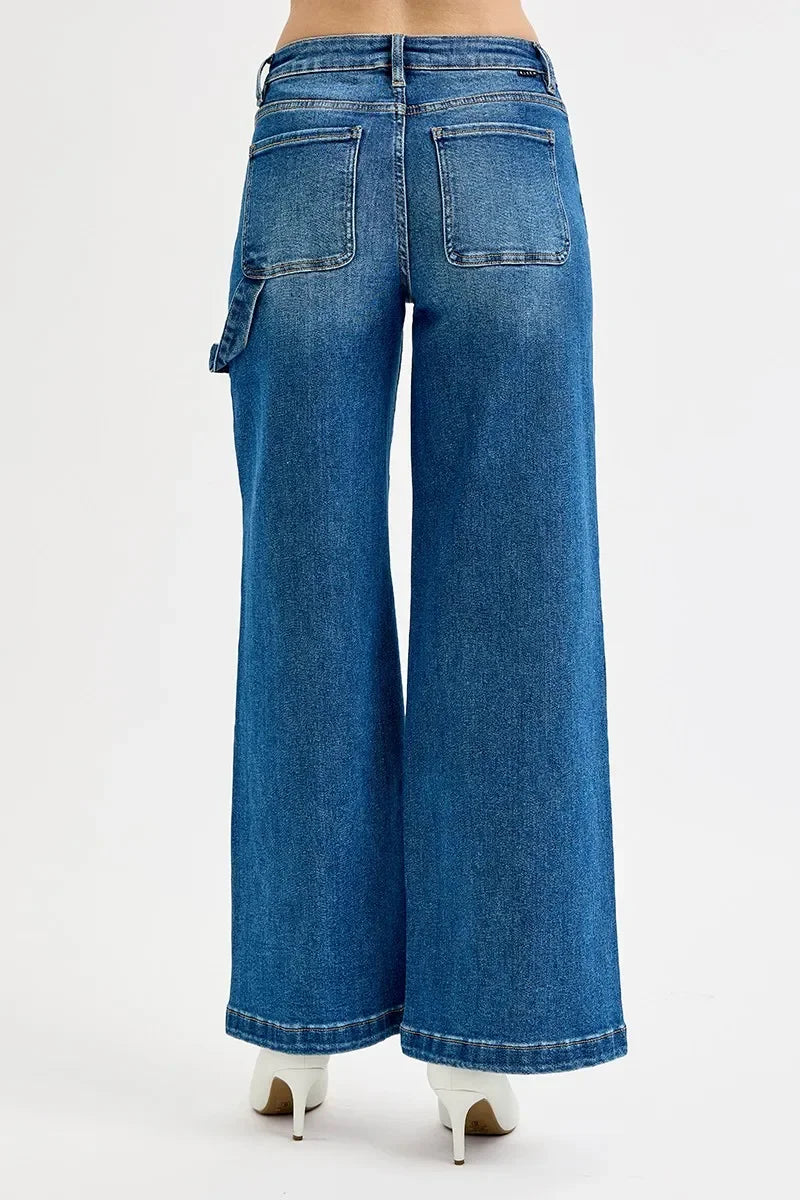 High Rise Patch Wide Leg Jeans Plus Size - Southern Shores Clothing