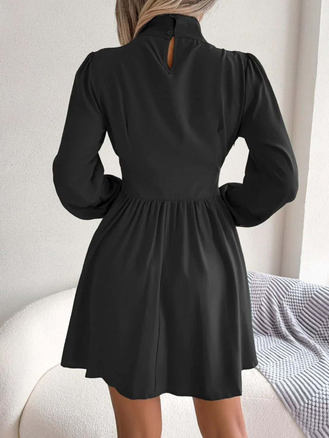 Cutout Turtleneck A-Line Mini Dress - Southern Shores Clothing