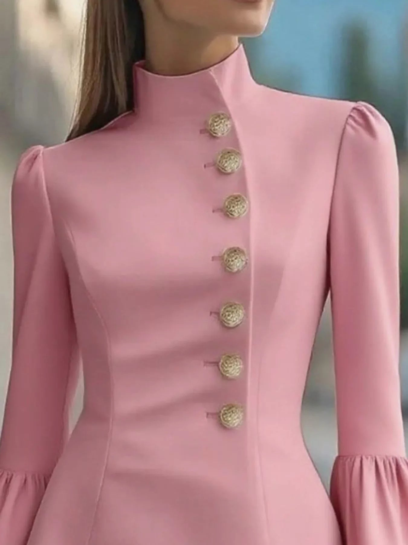 Bell Sleeve Mini Dress With Front Button - Southern Shores Clothing