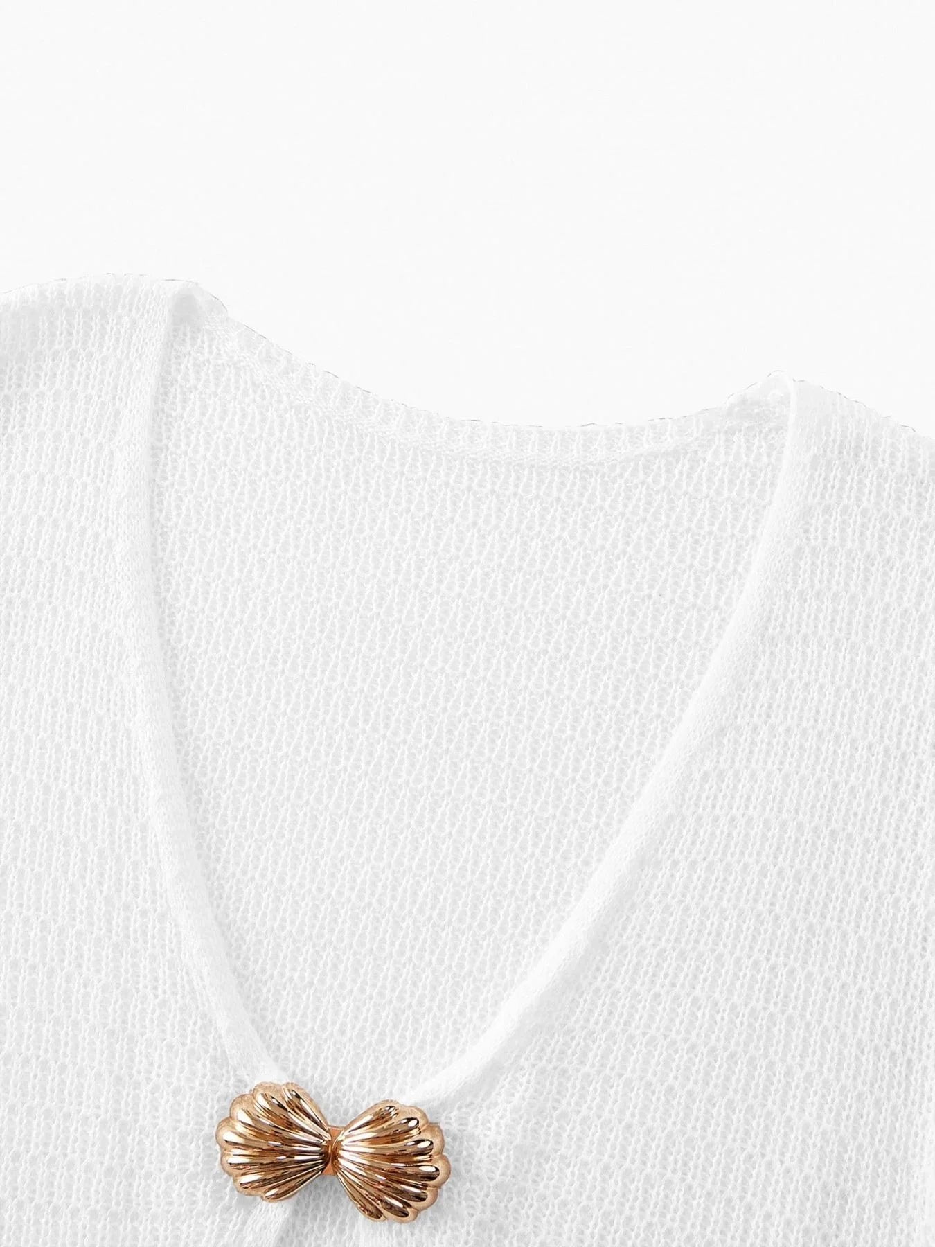 Crochet Knit Long Sleeve Cover-Up Dress With Keyhole Cutout - Southern Shores Clothing