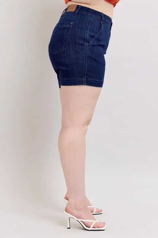 Plus Size High Waist Denim Shorts With Pockets - Southern Shores Clothing