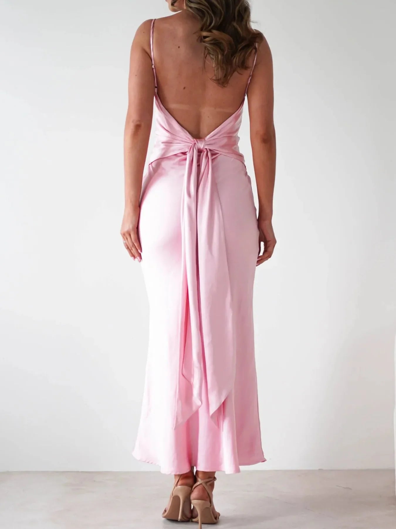 Satin Backless Cami Dress For Coastal Wear - Southern Shores Clothing
