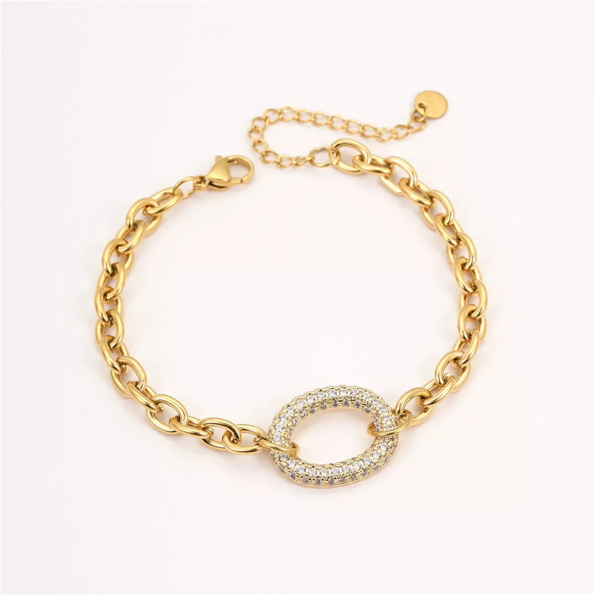 18K Gold-Plated Rhinestone Chain Bracelet Adjustable - Southern Shores Clothing