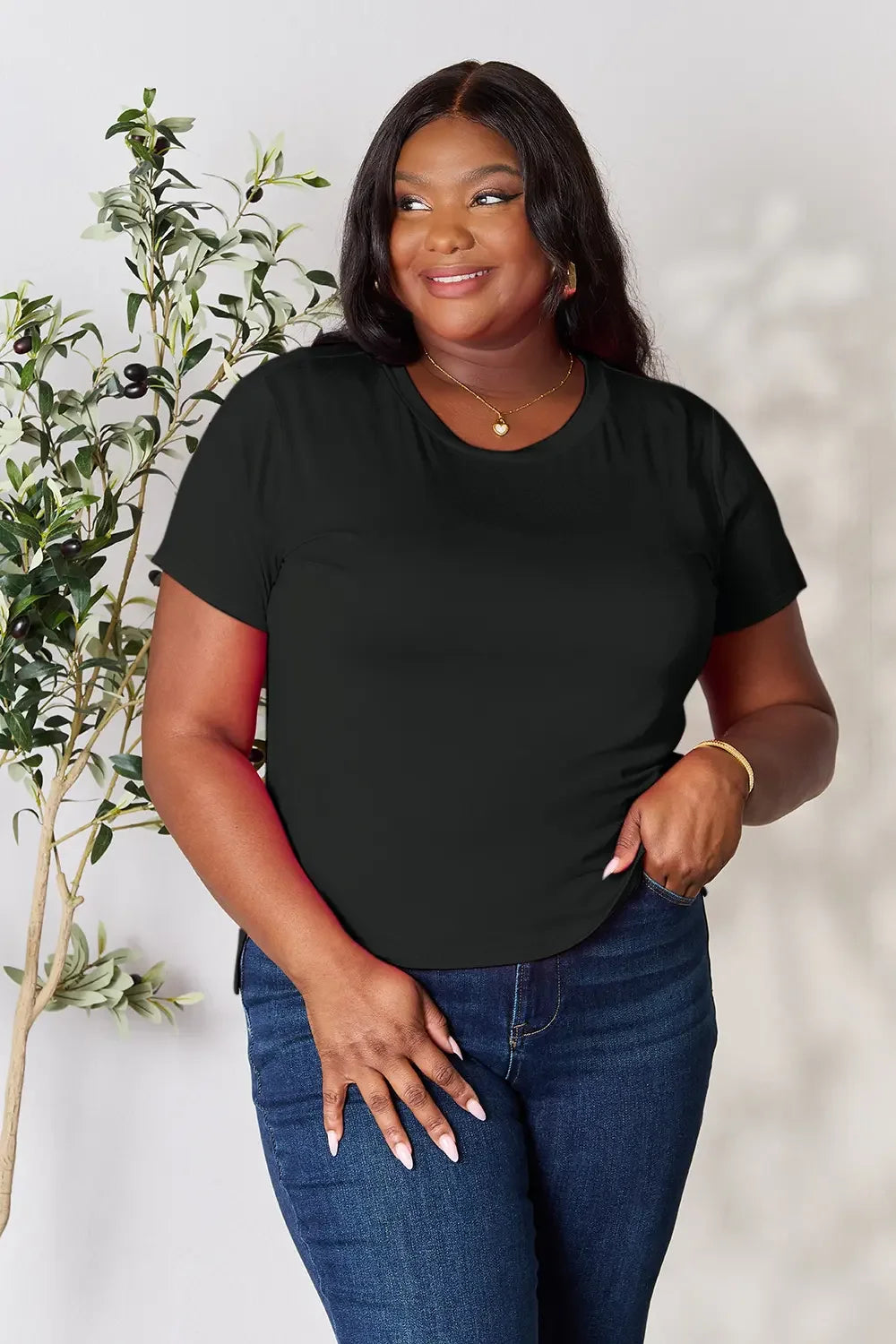 Plus Size Round Neck Short Sleeve T Shirt - Southern Shores Clothing
