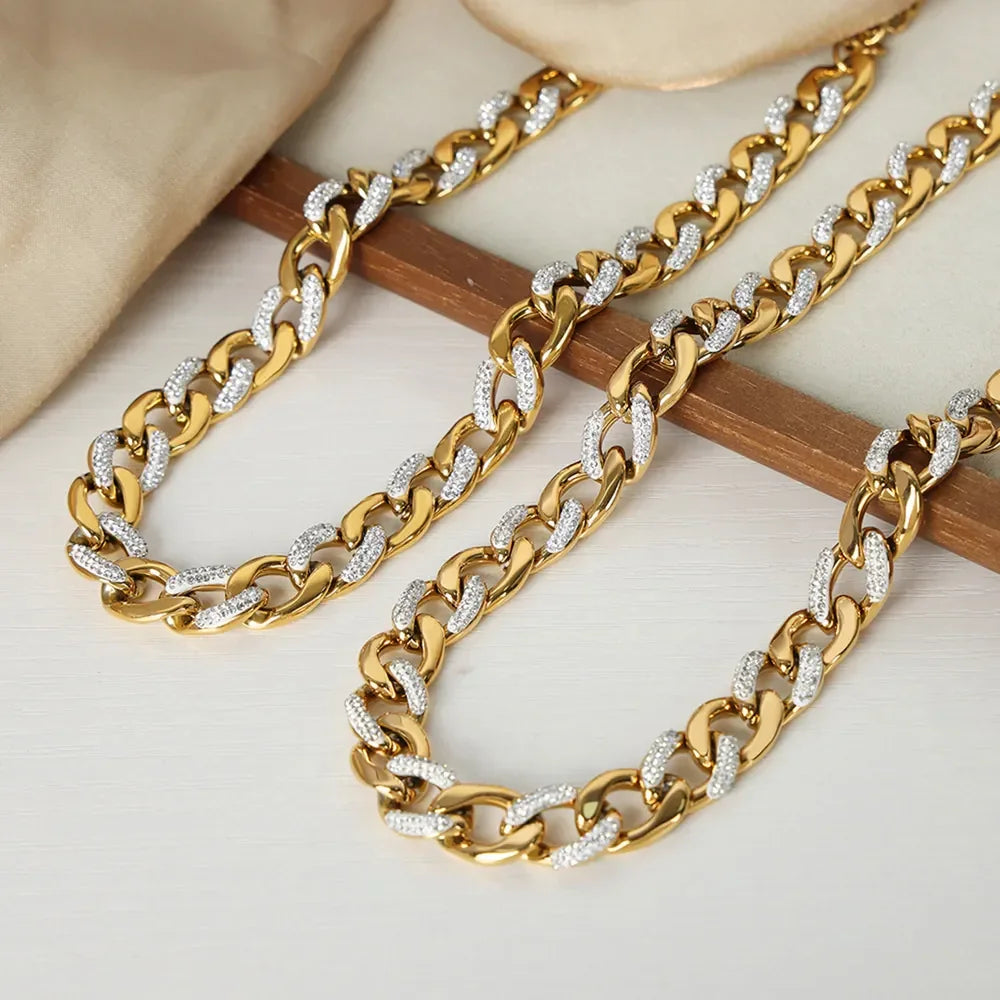 Zircon Titanium Steel Chunky Chain Necklace - Southern Shores Clothing