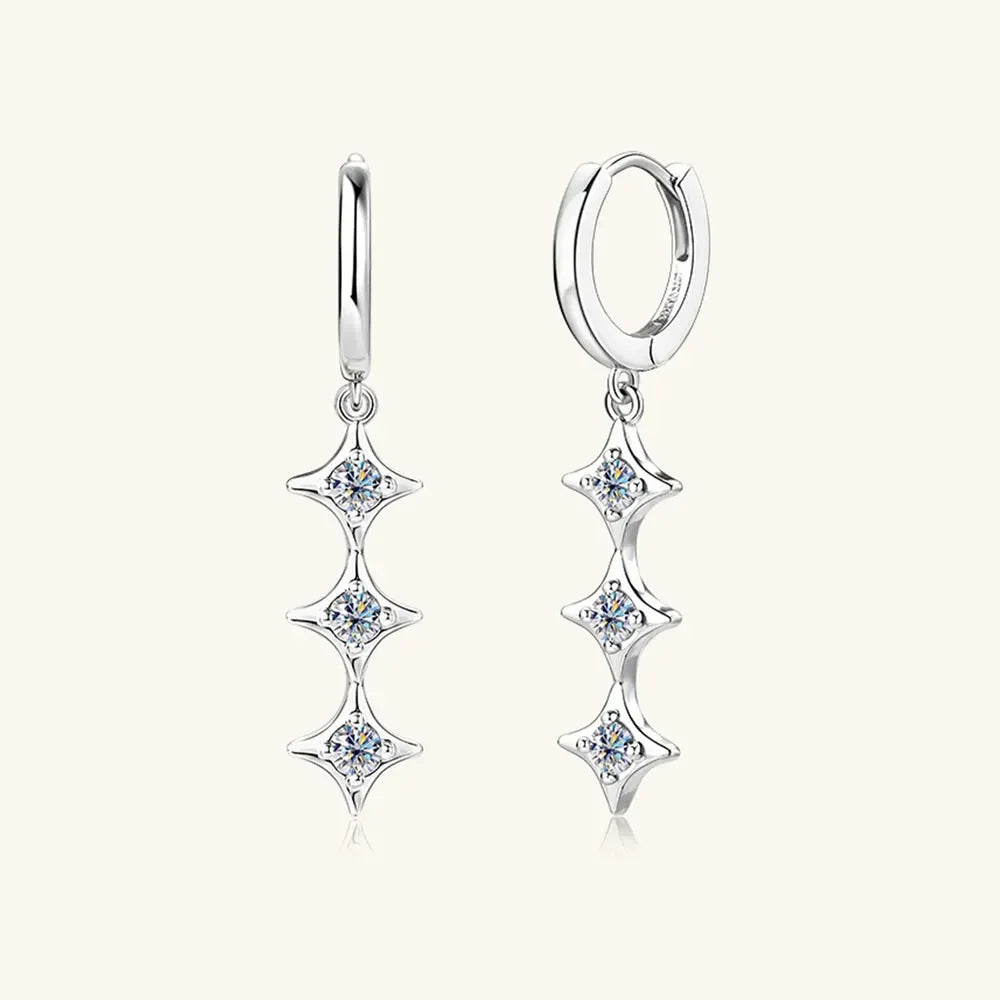 Geometric Moissanite Sterling Silver Earrings - Southern Shores Clothing