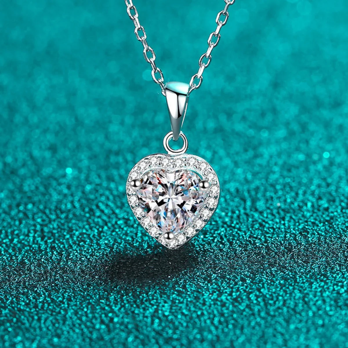 2 Carat Moissanite Heart Pendant Necklace Sterling Silver - Southern Shores Clothing