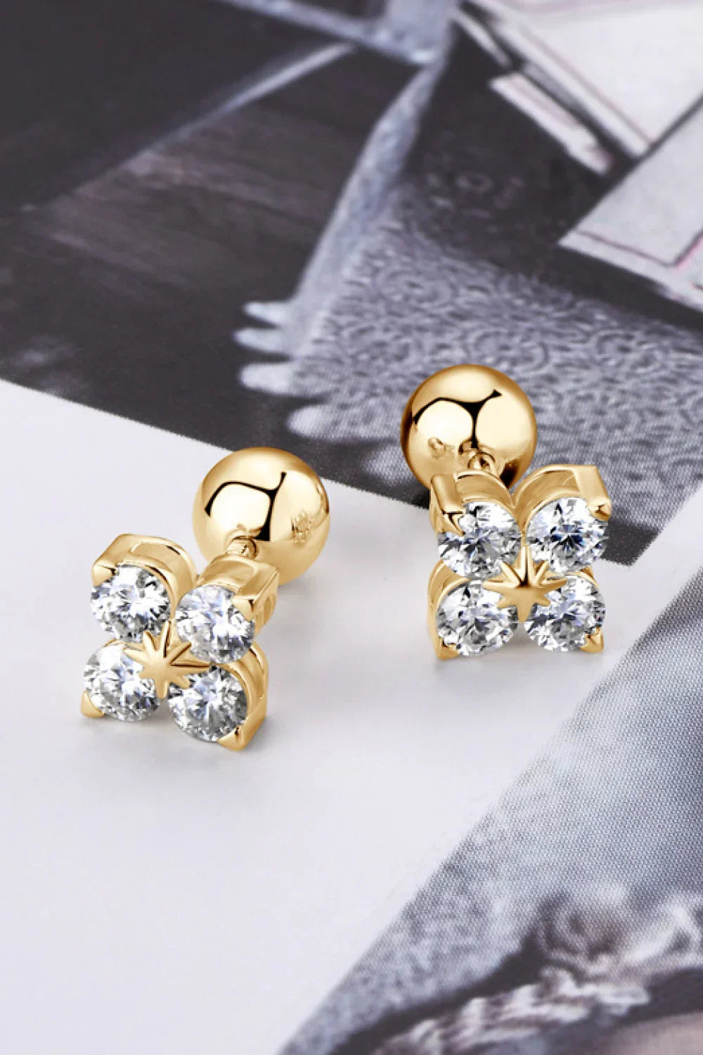 Moissanite Four Leaf Clover Earrings Sterling Silver - Southern Shores Clothing