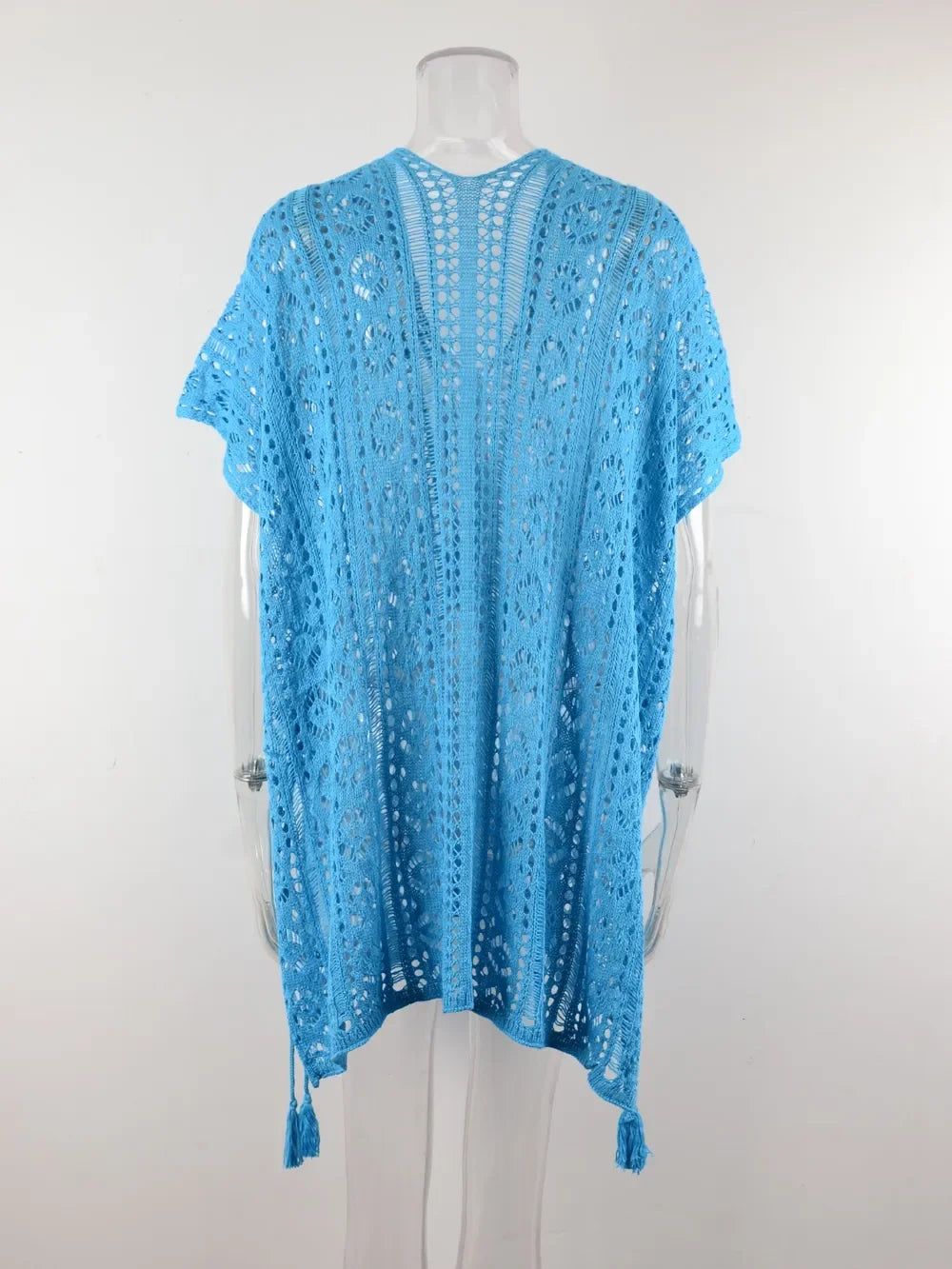 Angel Wings Cutout V-Neck Cover-Up With Tassel - Southern Shores Clothing