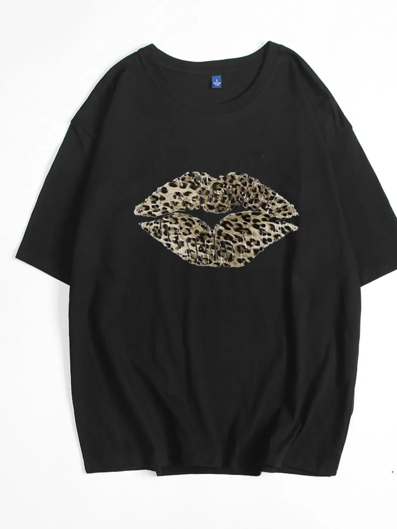 Leopard Lips Round Neck Oversized T Shirt - Southern Shores Clothing
