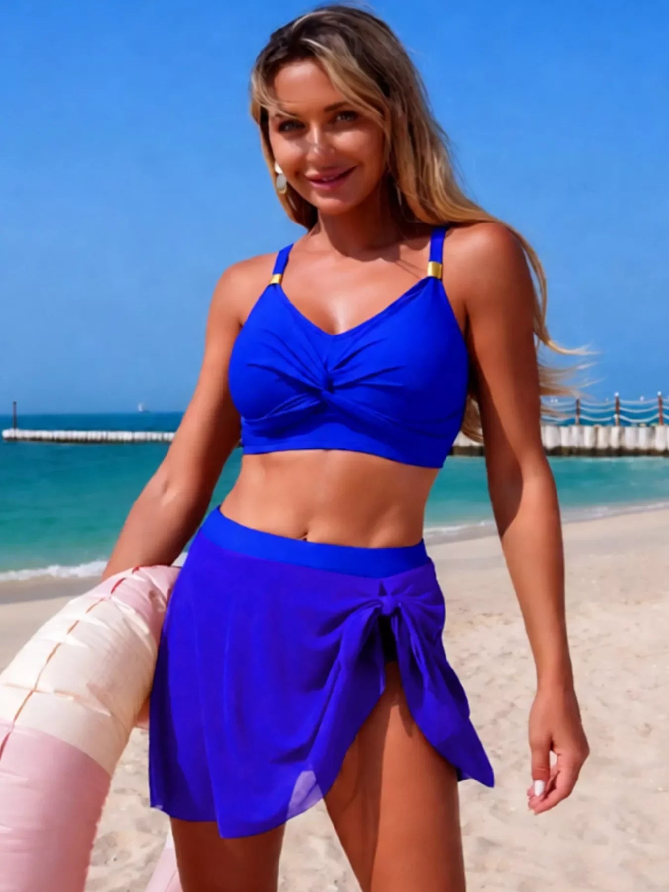 Two Piece Twist Front Cami And Skort Swim Set - Southern Shores Clothing