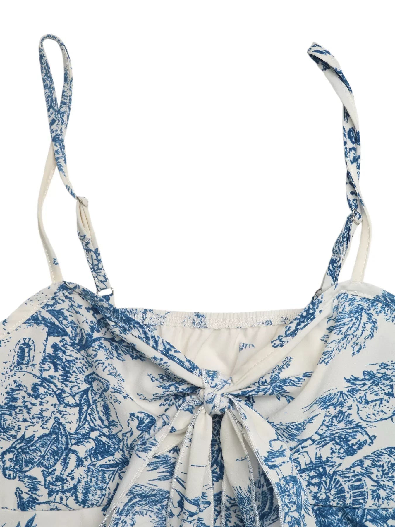Floral Print Tie Front Cami With Ruffle Hem Silhouette Top - Southern Shores Clothing