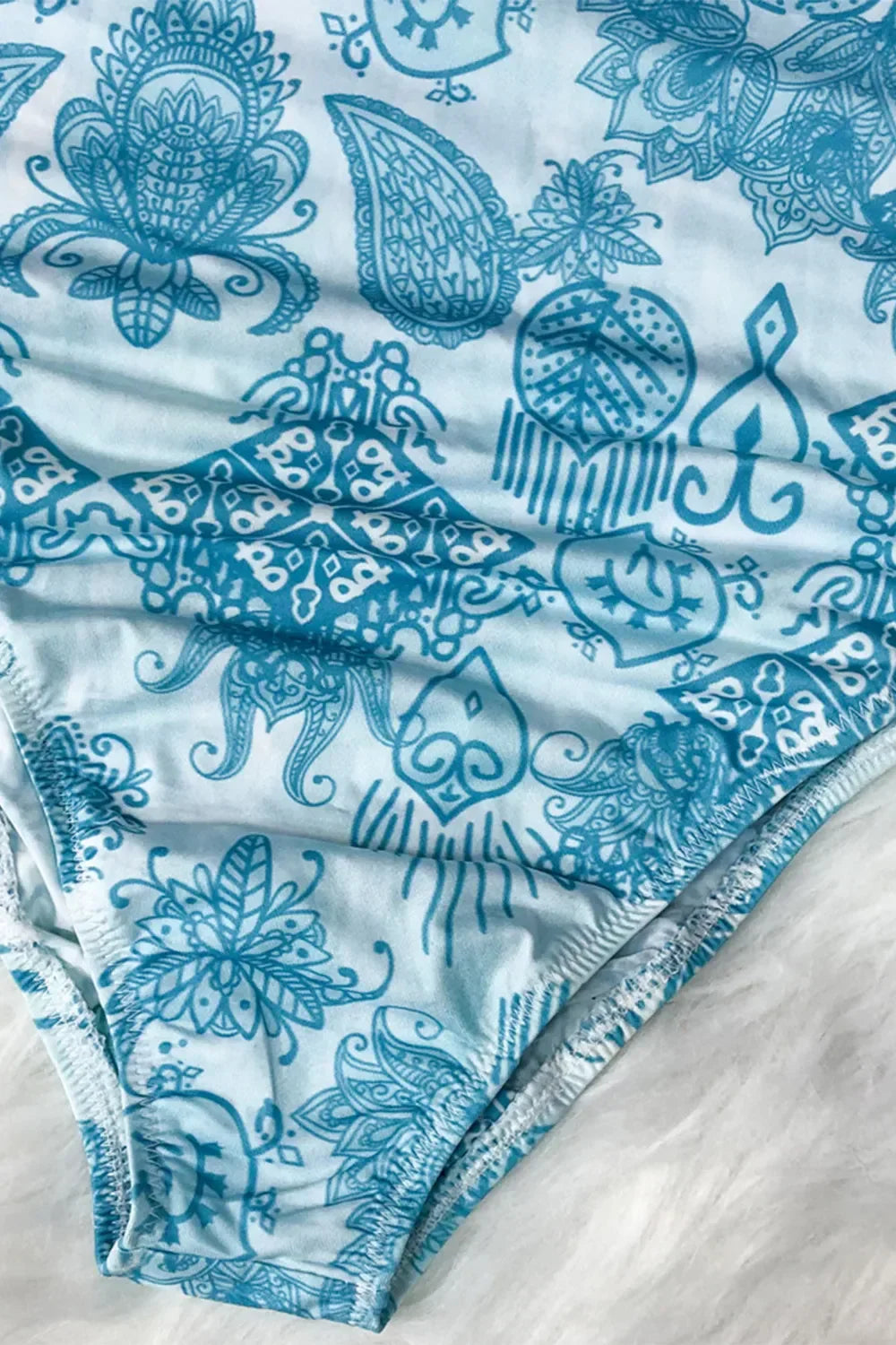 Roman Printed Mock Neck One-Piece Swimwear - Southern Shores Clothing