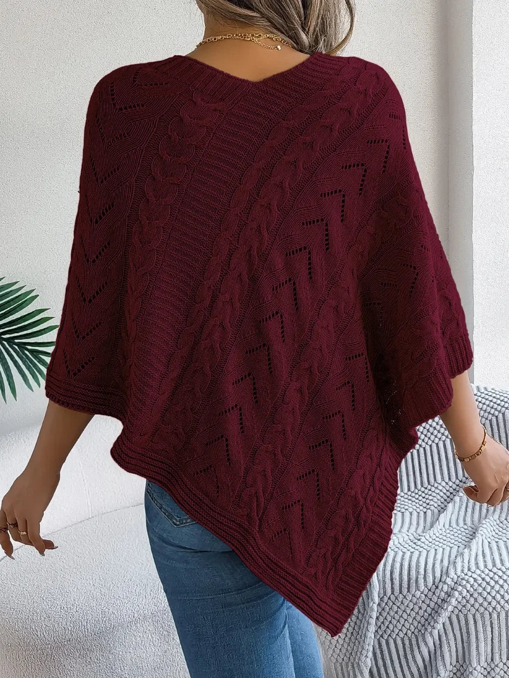Cable-Knit Openwork Pattern Sweater With Stretch - Southern Shores Clothing