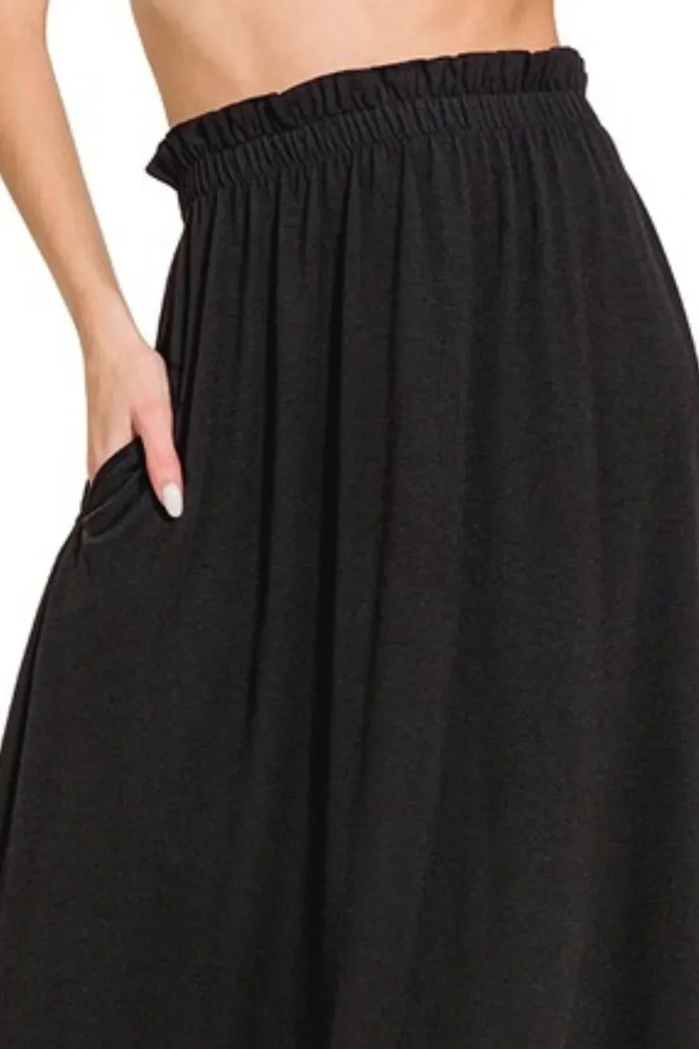 Classic Paperbag Waist Midi Skirt With Pockets - Southern Shores Clothing