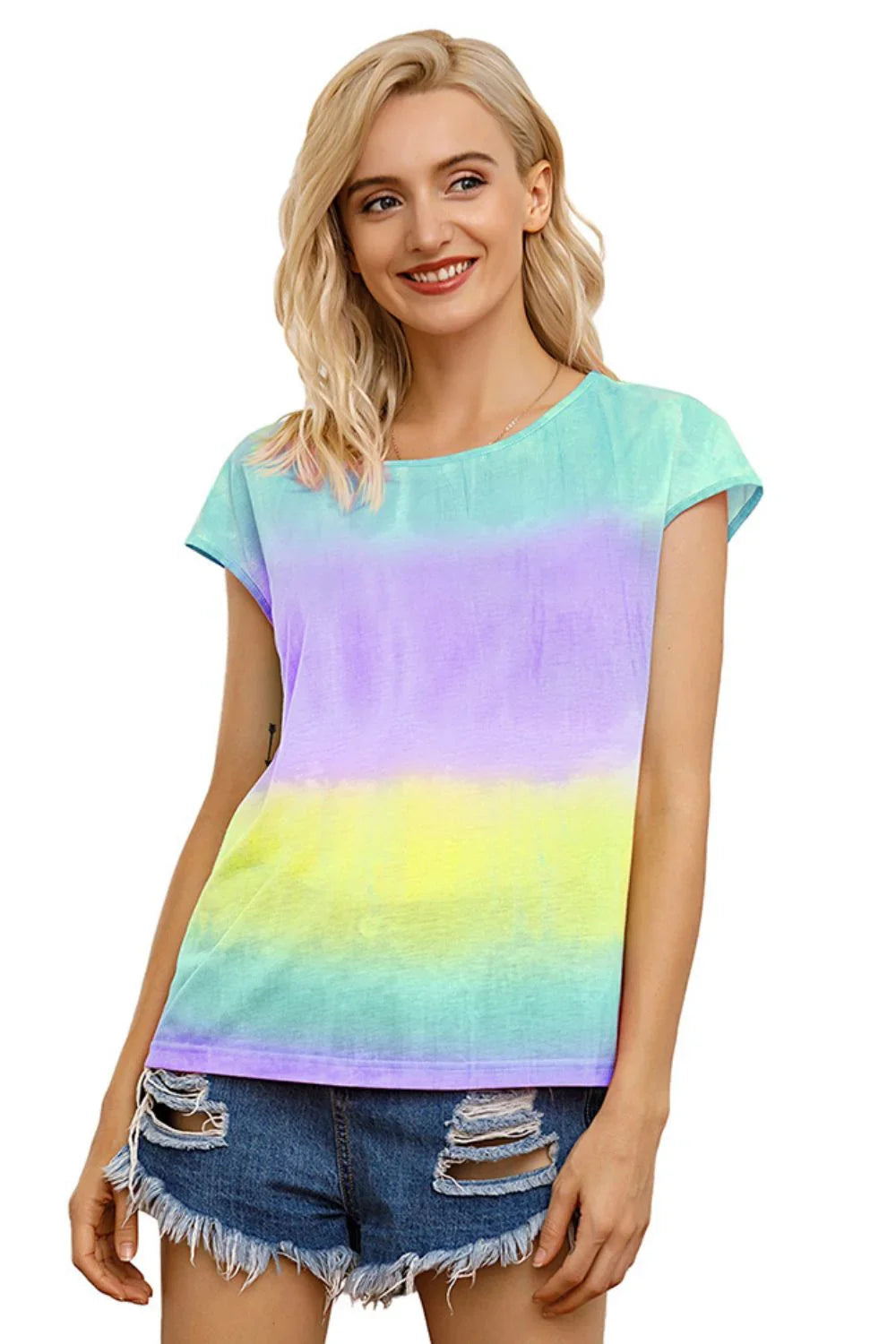 Tie-Dye Round Neck Short Sleeve T Shirt With Relaxed Fit - Southern Shores Clothing