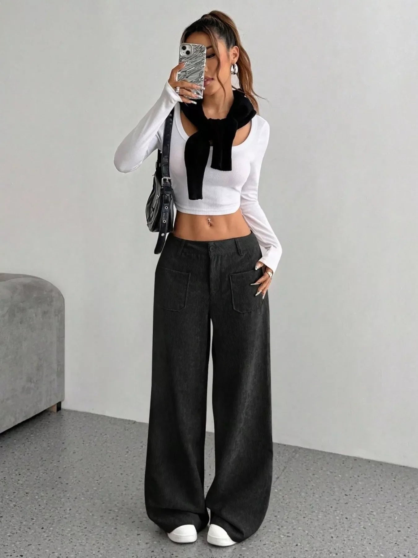 Wide Leg Corduroy Pants With Pockets And Relaxed Fit - Southern Shores Clothing