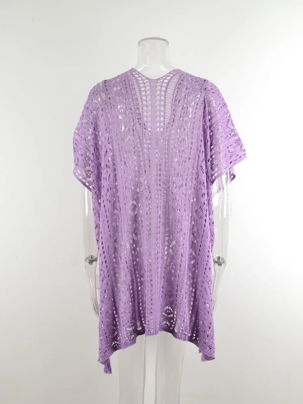 Angel Wings Cutout V-Neck Cover-Up With Tassel - Southern Shores Clothing