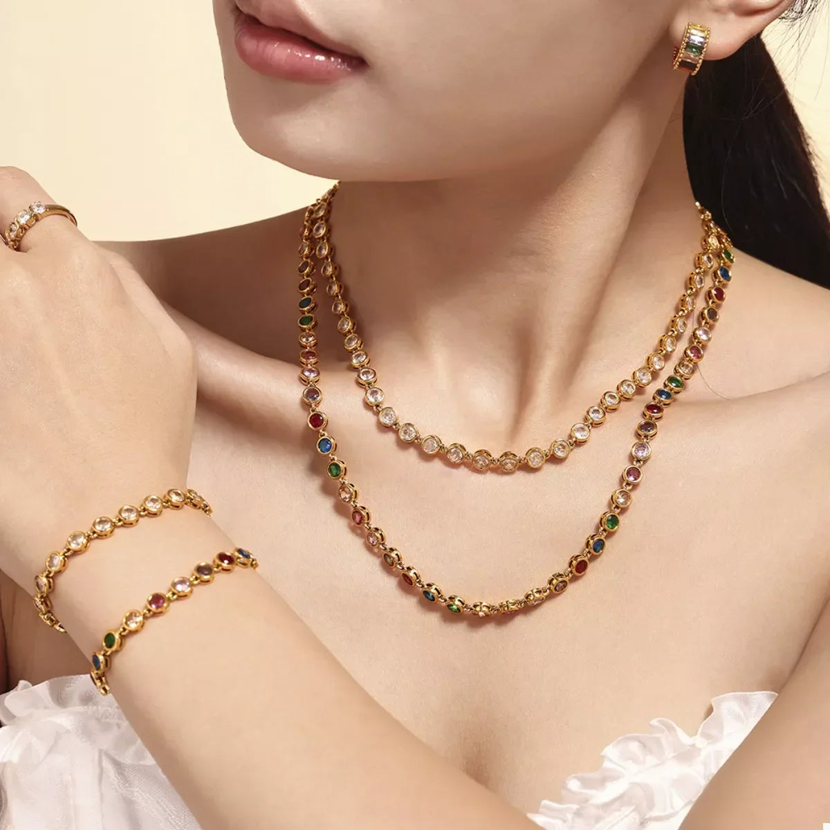 Gold-Plated Zircon Necklace Lightweight Delicate - Southern Shores Clothing