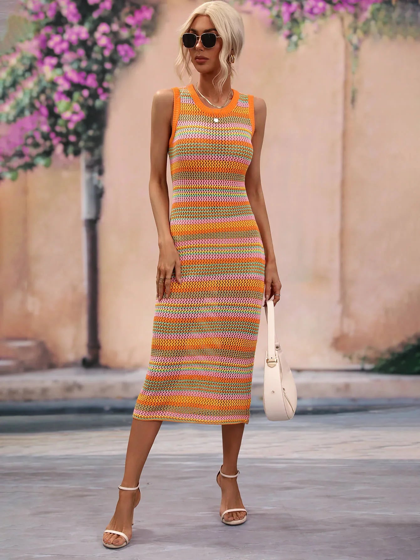 Striped Sleeveless Midi Beach Cover Up Dress - Southern Shores Clothing