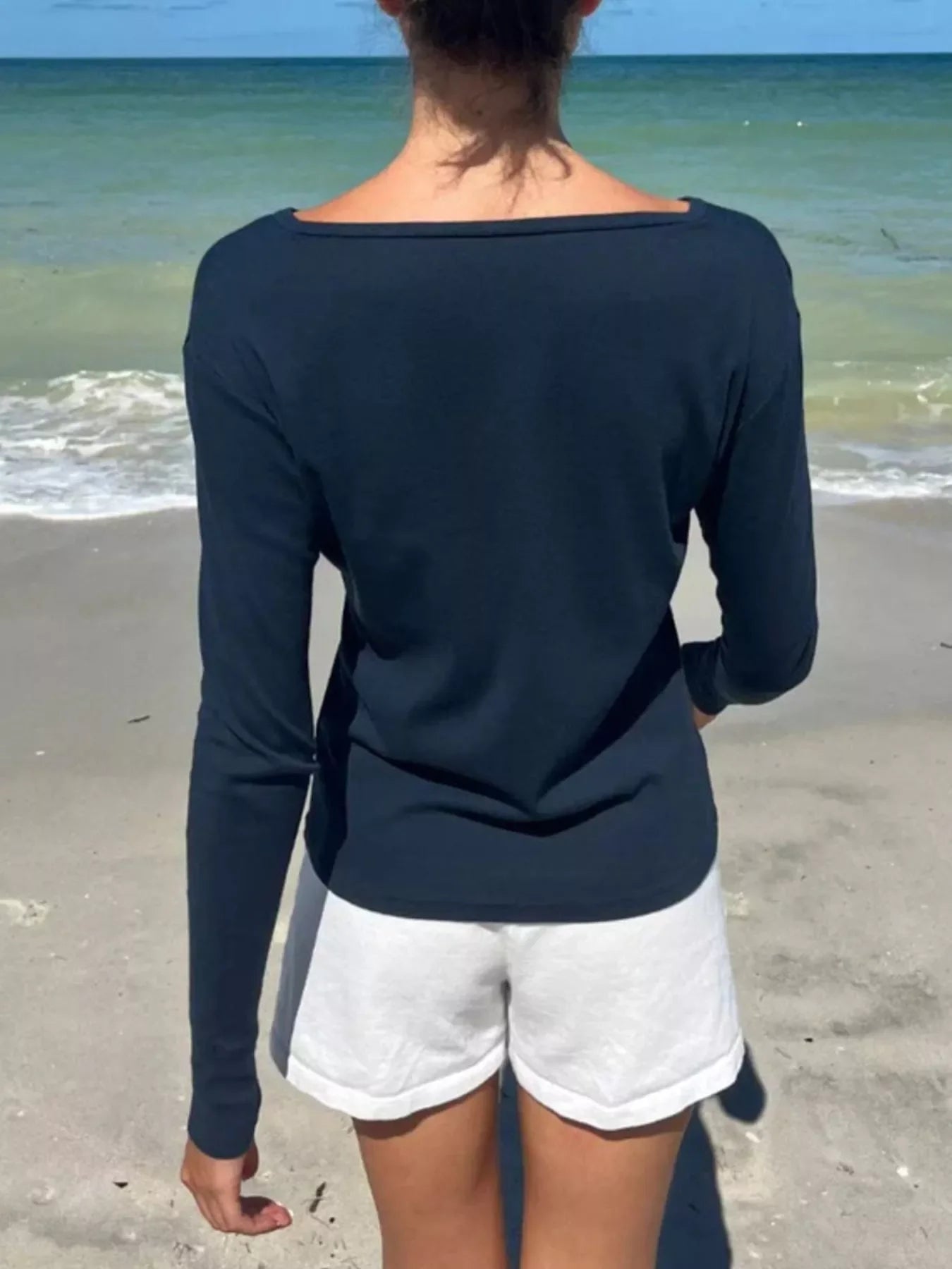 Striped Long Sleeve Henley T-Shirt - Southern Shores Clothing