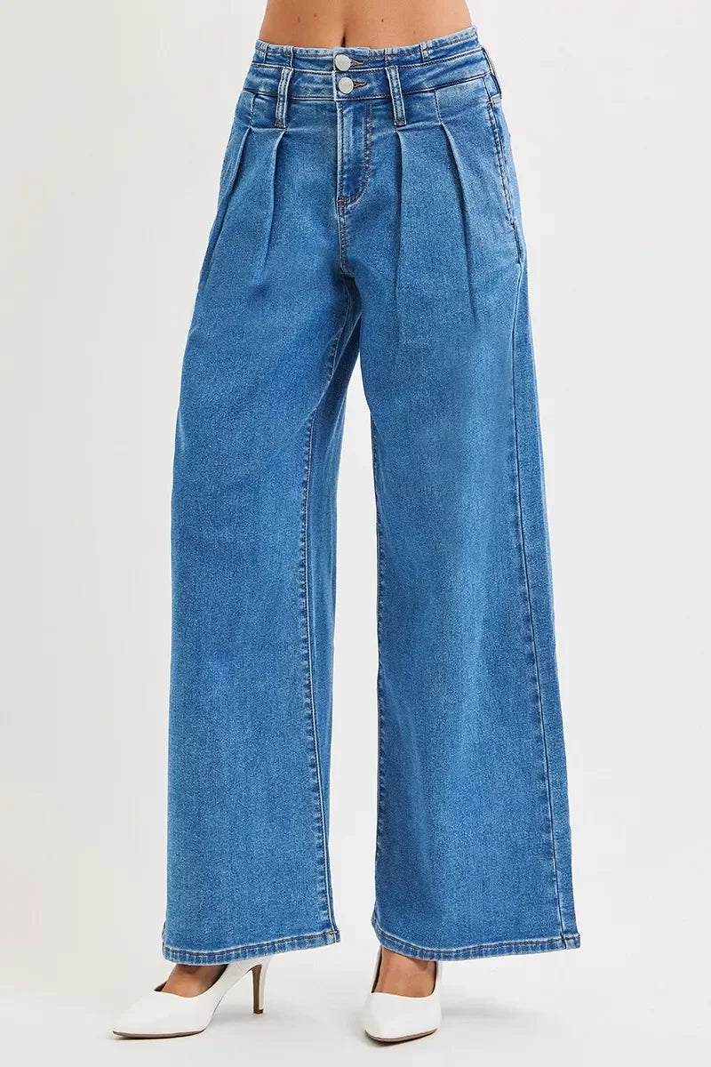 Plus Size Mid Rise Wide Leg Denim Jeans Classic - Southern Shores Clothing