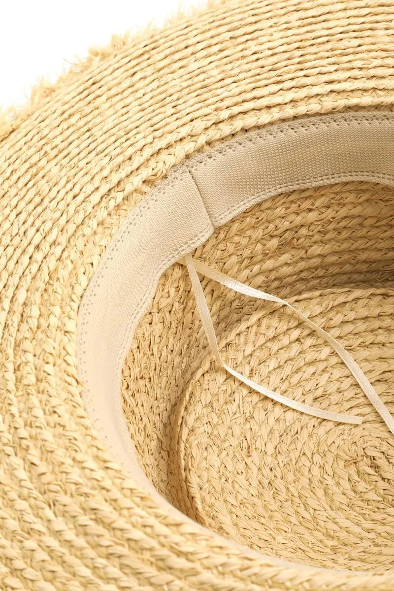 Breathable Cutout Woven Straw Hat One Size