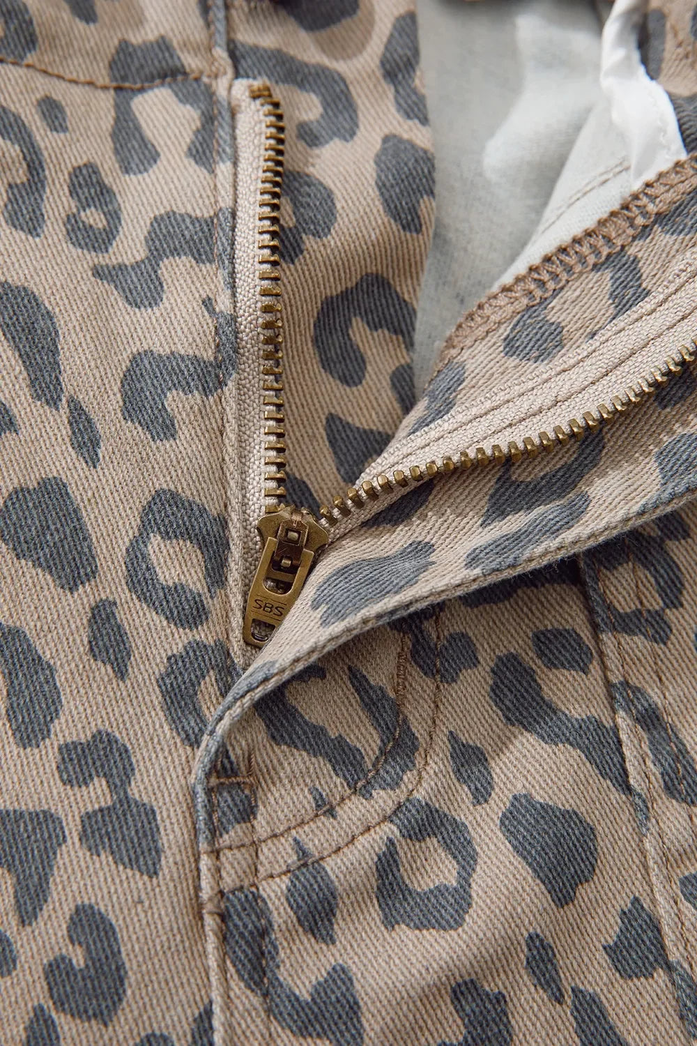 Leopard Printed Drawstring Waist Pocketed Wide Leg Jeans - Southern Shores Clothing