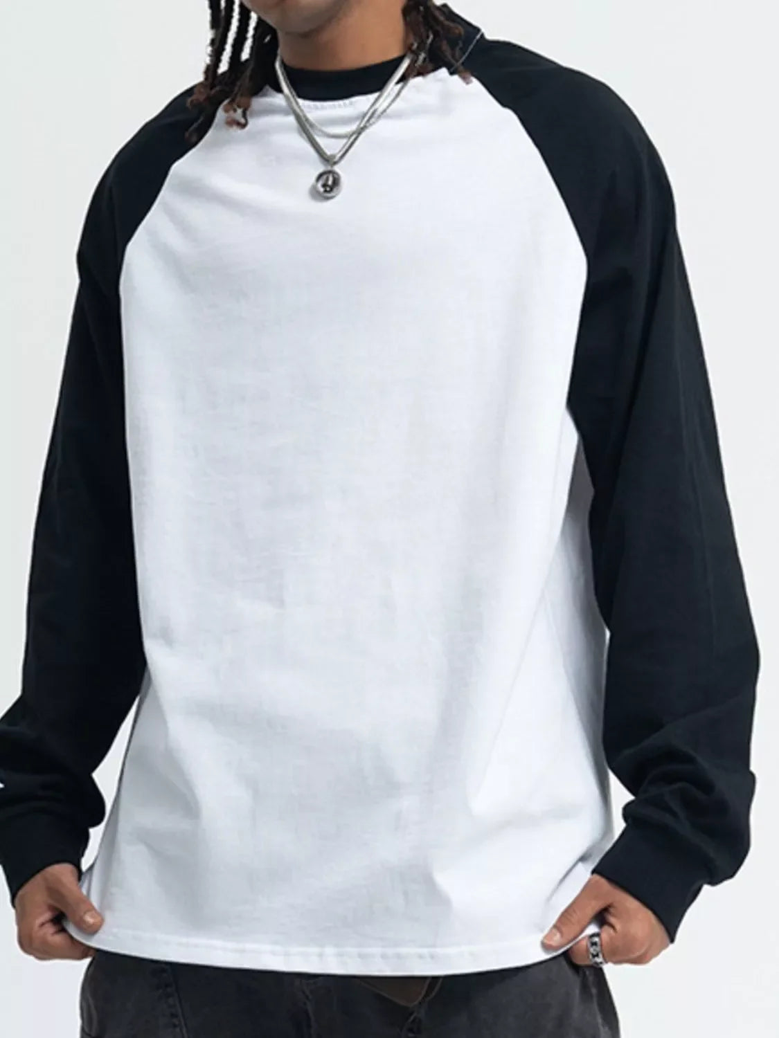 Stretch Round Neck Raglan Long Sleeve Cotton Blend T Shirt - Southern Shores Clothing