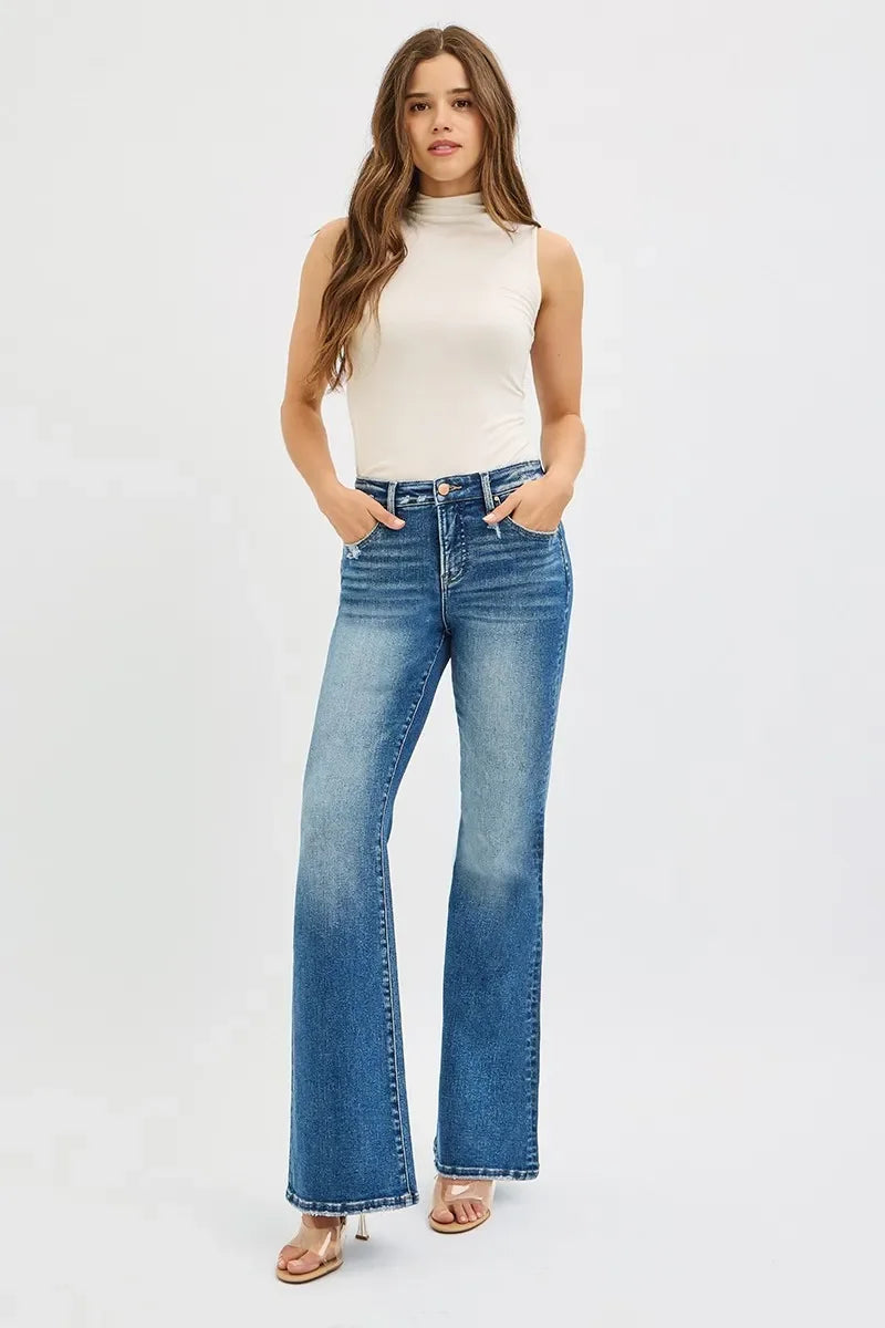 Tummy Control High Rise Flare Jeans Plus Size Denim - Southern Shores Clothing