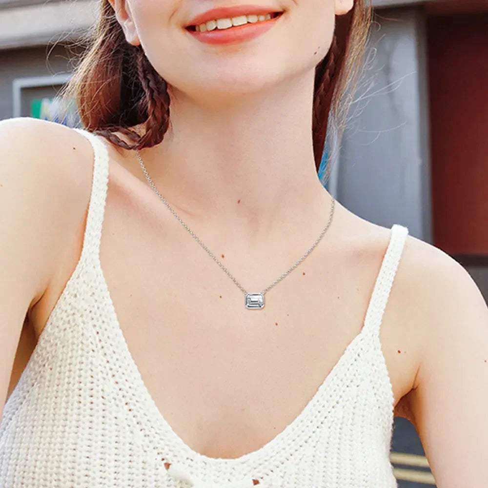 Moissanite Sterling Silver Pendant Necklace 1-Carat - Southern Shores Clothing