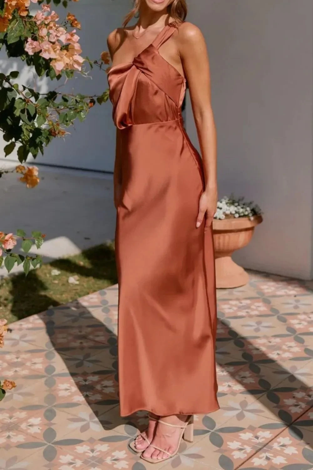 One Shoulder Sleeveless Maxi Dress Coastal Style - Southern Shores Clothing
