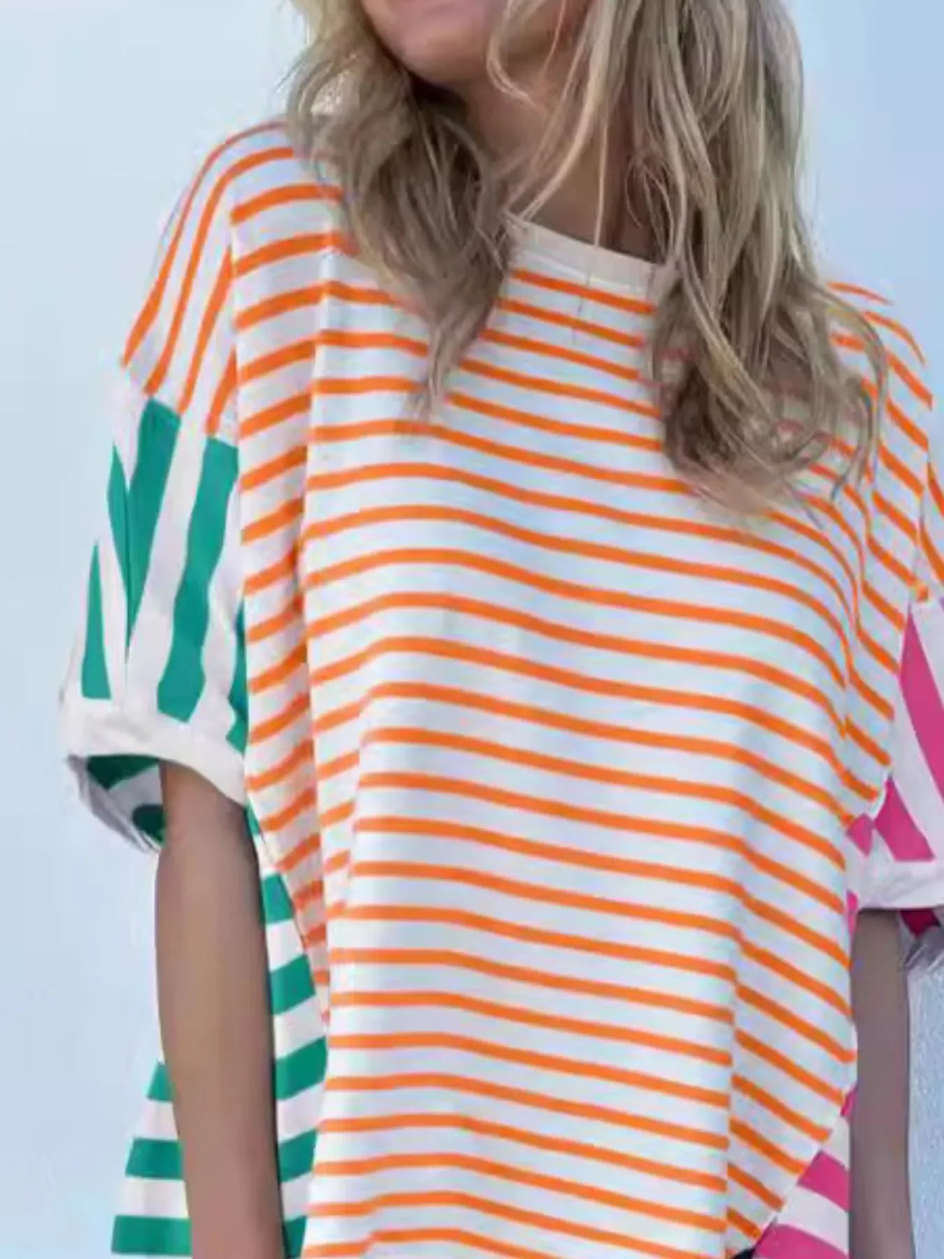 Striped Oversized T Shirt With Relaxed Fit - Southern Shores Clothing