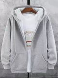 Plus Size Fleece-Lined Zip-Up Hoodie With Pockets - Southern Shores Clothing